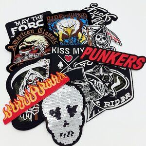 20 punk biker patches iron on